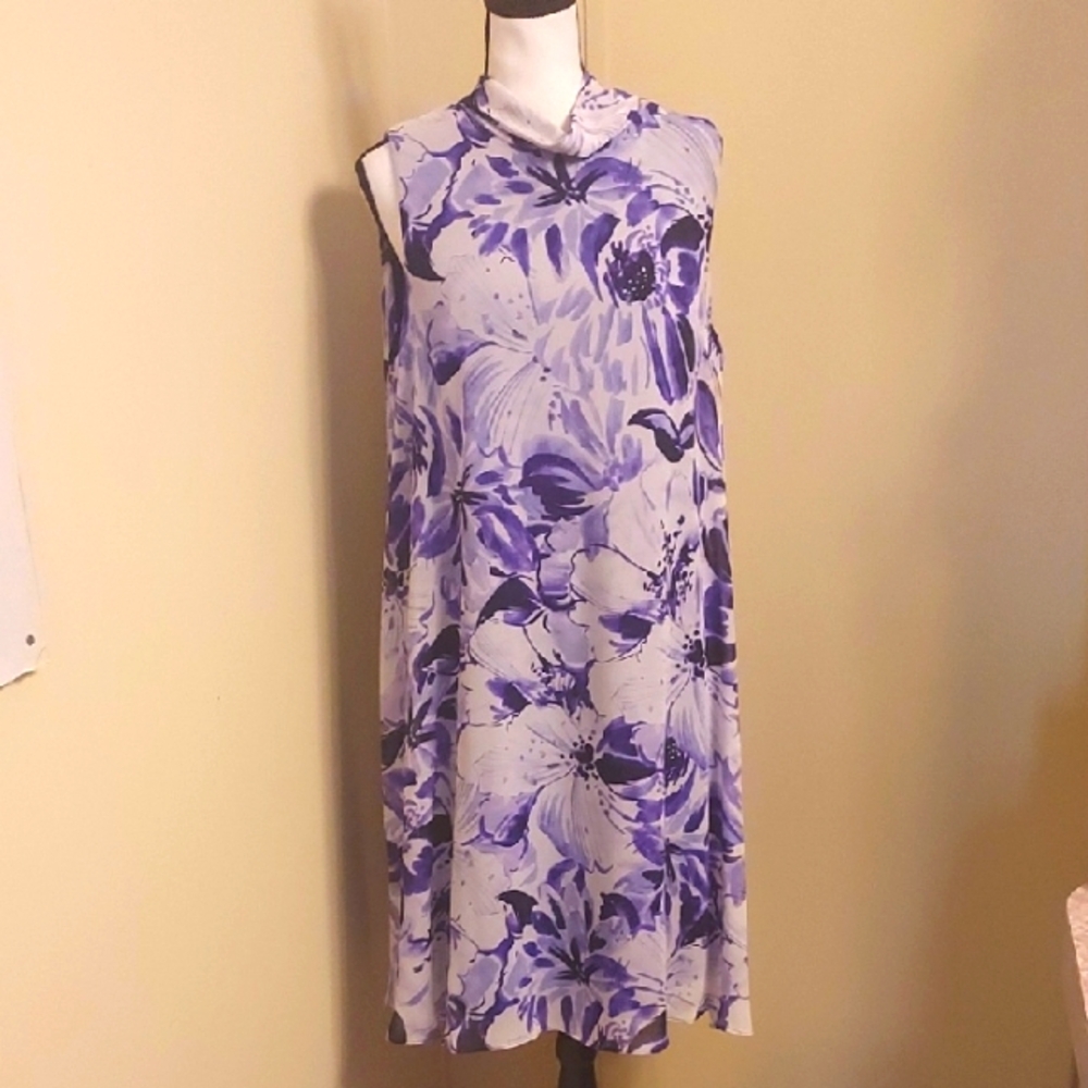 Eliza J Purple Mock Neck Sleeveless Dress